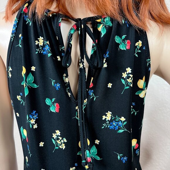 Gilli Black Top Tied Keyhole Strawberries Lemons Lemoncello Citrus Fruit Size M - Picture 2 of 6